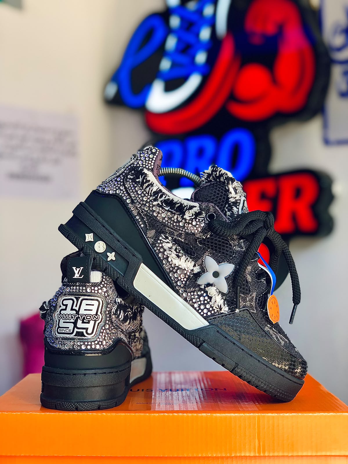 Louis Vuitton LV Skate Black Crystal Monogram
