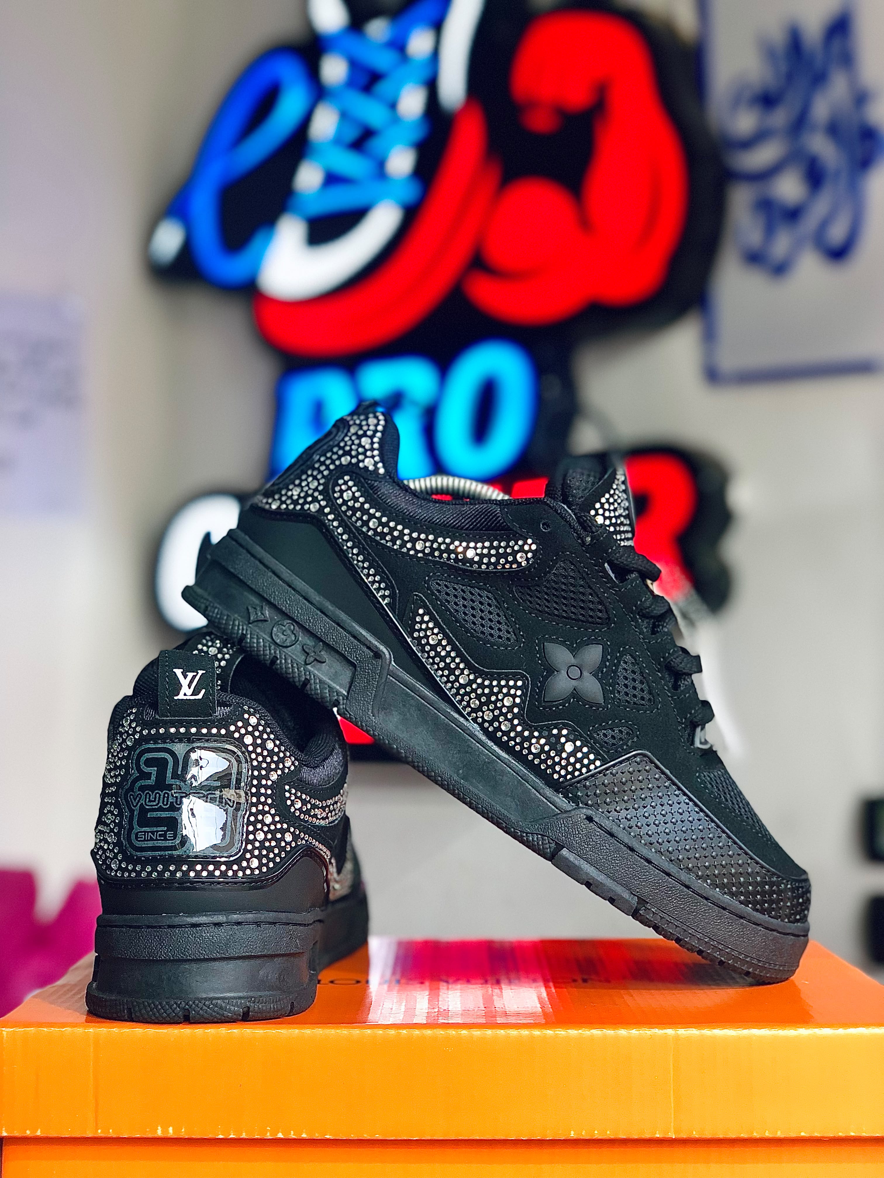 Louis Vuitton LV Skate Black Grey Crystal Monogram
