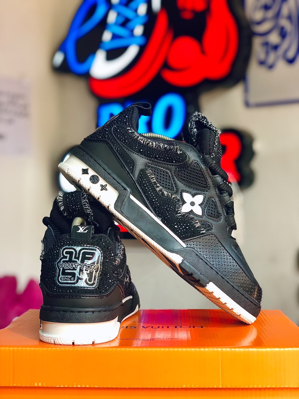 Louis Vuitton LV Skate Black White Crystal Monogram
