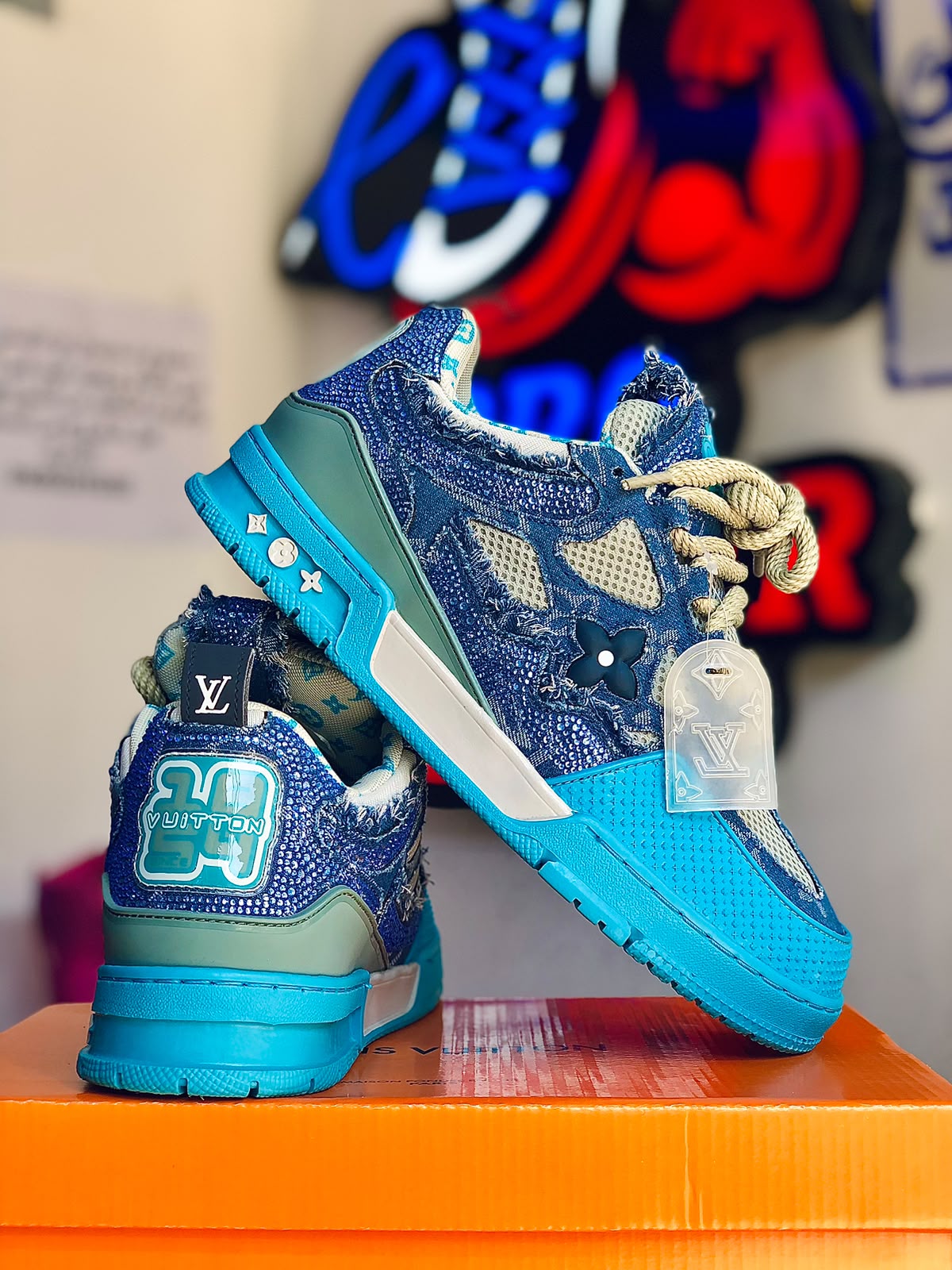 Louis Vuitton LV Skate Blue Crystal Monogram
