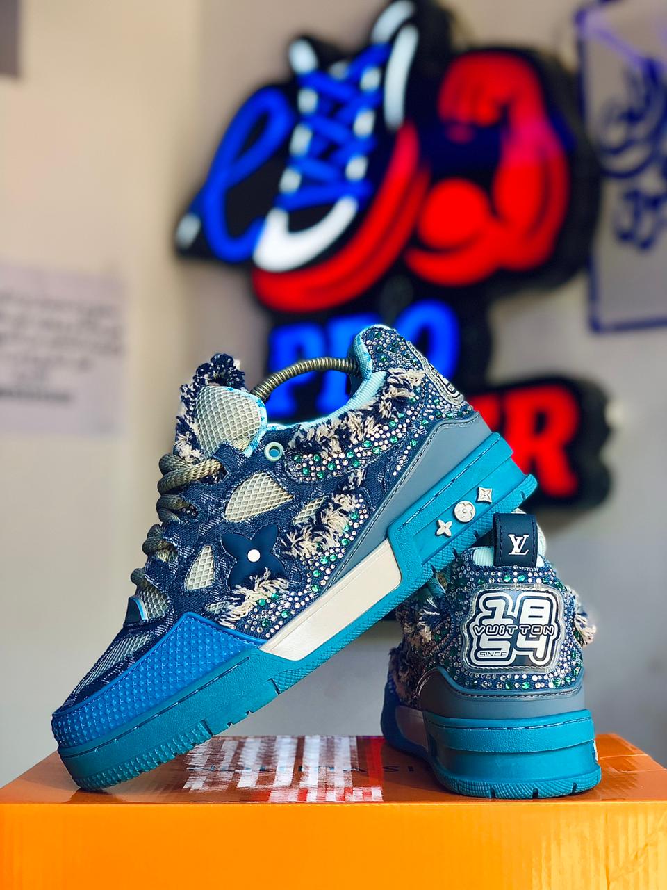 Louis Vuitton LV Skate Light Blue Crystal Monogram
